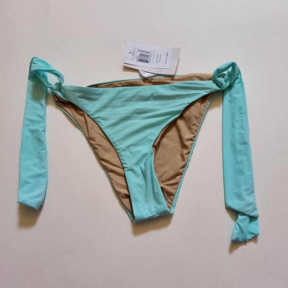 Basta Surf Matte Tricot Side Tie Bikini Swimsuit Bottom Size S Blue New